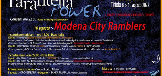 Da lunedì 8 agosto a mercoledì 10 agosto la 18esima edizione del “Tarantella Power” a Tiriolo. Grande attesa per il concerto dei Modena City Ramblers