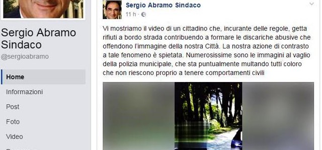 Abramo: Azione contrasto contro incivili è spietata. Ecco il video di un cittadino che getta rifiuti