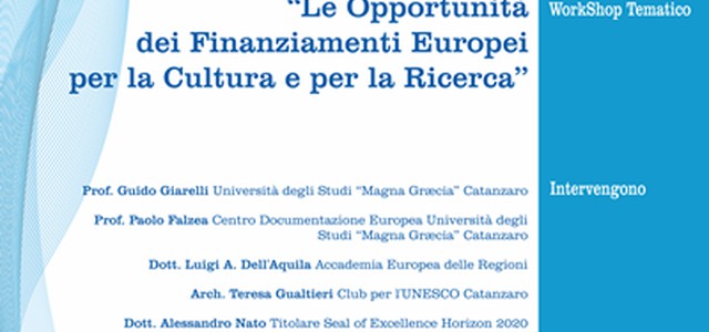 Workshop Tematico “Le Opportunità dei Finanziamenti Europei per la Cultura e la Ricerca”