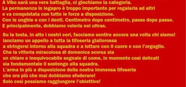 La tifoseria giallorossa non si ferma "mercoledì tutti all'allenamento"