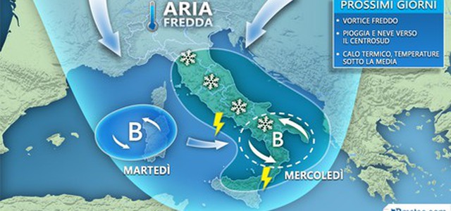 Maltempo: settimana di gelo, neve a bassa quota, venti dalla Russia