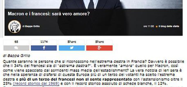 Francia: Grillo, altro governo banchieri