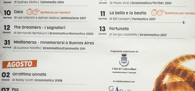 LA RASSEGNA CINEMATOGRAFICA "SOTTO LE STELLE" PROPONE 13 FILMS PER TUTTI I GUSTI