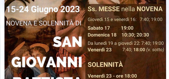 SI CELEBRERA’ DOMANI 23 GIUGNO A CATANZARO LA FESTA DI SAN GIOVANNI BATTISTA E L'AMMISSIONE DEI NUOVI CAVALIERI DI MALTA AD HONOREM