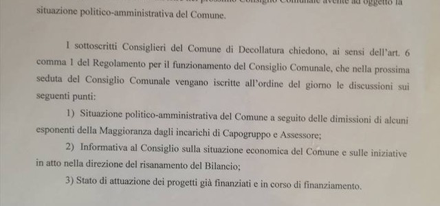 Mozione da inserire nel prossimo Consiglio Comunale 