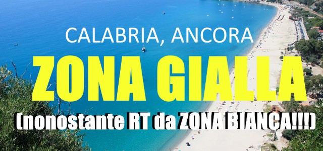 La Calabria, nonostante l'indice RT tra i più bassi d'Italia e il crollo dei contagi, resta in ZONA GIALLA.