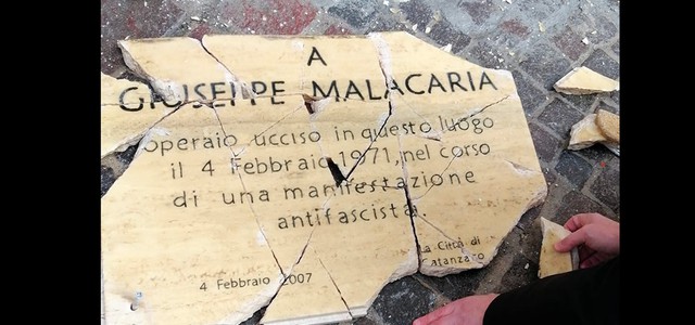 “ATTO SPREGEVOLE DA CONDANNARE”: DEFINISCE COSI,  IL PRESIDENTE DEL CONSIGLIO REGIONALE MANCUSO,  LA DISTRUZIONE DELLA TARGA A GIUSEPPE MALACARIA A CATANZARO