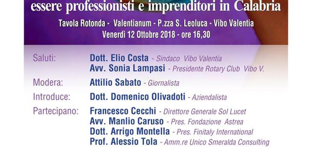 Tavola rotonda Etica, cultura d’impresa e legalità, essere professionisti e imprenditori in Calabria
