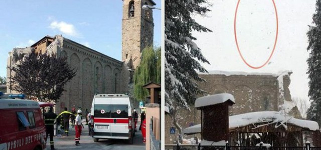 Terremoto Centro Italia, ad Amatrice crolla il campanile Sant'Agostino
