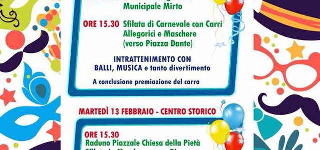 CROSIA: TUTTO PRONTO PER CARNEVALE 2018