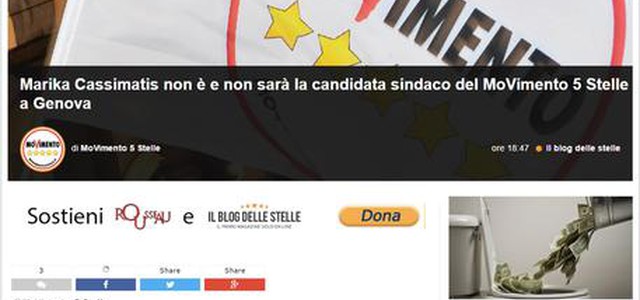 M5s, Cassimatis non sarà candidata