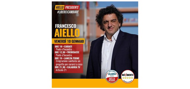 Regionali, le tappe di oggi di Aiello