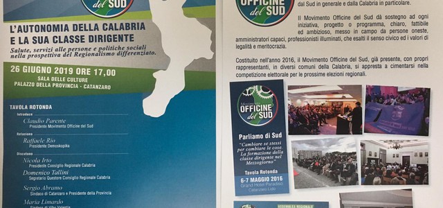 Officine del Sud rimette assieme Occhiuto e Abramo per un convegno sulla Calabria e le sue problematiche