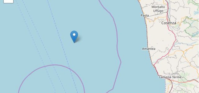 Terremoto, lievi scosse al largo della costa tirrenica calabrese
