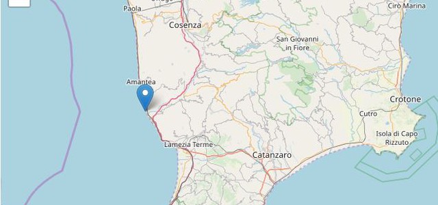 Terremoto, 6 scosse sulla costa tirrenica calabrese: la più forte di magnitudo 3.9
