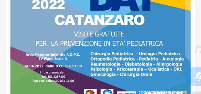 Il 24 aprile “Lions Day” Catanzaro. La giornata nazionale si celebra con le visite gratuite per la prevenzione in età pediatrica al “Pugliese-Ciaccio” organizzate dal Distretto Lions e Leo 108 YA