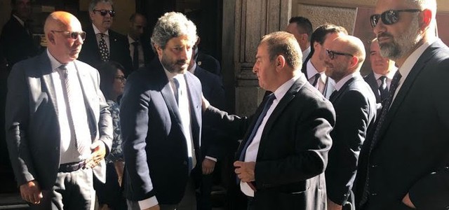 Pino Masciari fuori dal convegno dal titolo "La Testimonianza di Giustizia"
