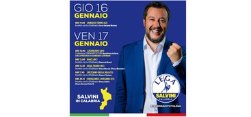 Regionali, Salvini in Calabria il 16 e 17 gennaio