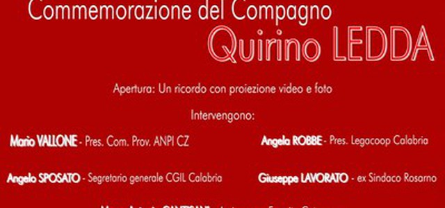 Venerdì 5 maggio Commemorazione Quirino Ledda