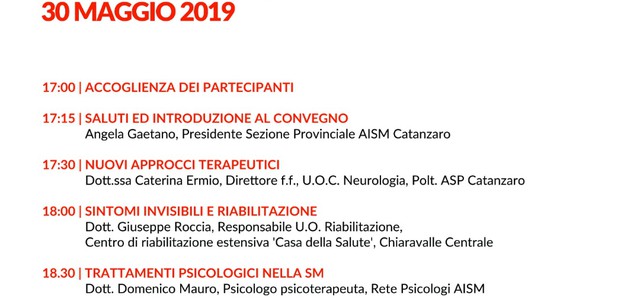 21-29 MAGGIO. SETTIMANA NAZIONALE DELLA SCLEROSI MULTIPLA.