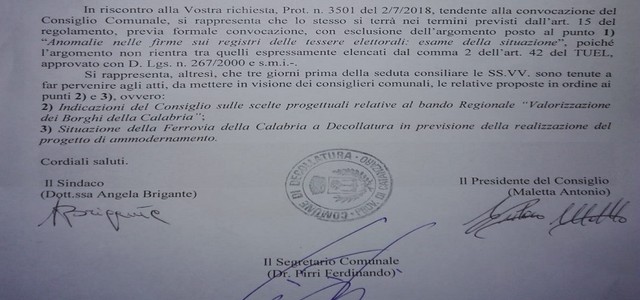 Il Sindaco e il Presidente del Consiglio rifiutano il confronto sulle firme false 