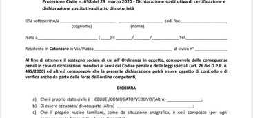 Il modello da compilare per la richiesta dei buoni spesa