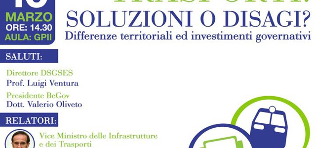 "Trasporti, soluzioni o disagi?", all'Umg il seminario organizzato dall'associazione BeGov