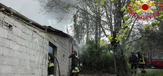 In fiamme un magazzino agricolo nel Vibonese