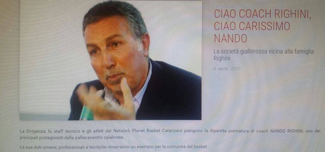 E' morto Nando Righini: un uomo di sport che ha lasciato il segno