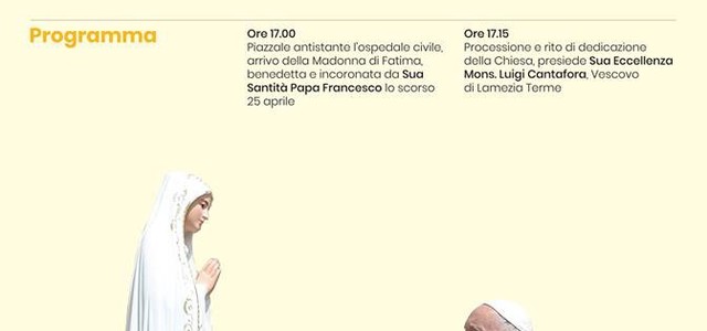 Domenica 13 maggio dedicazione della Chiesa di Soveria Mannelli alla Madonna di Fatima
