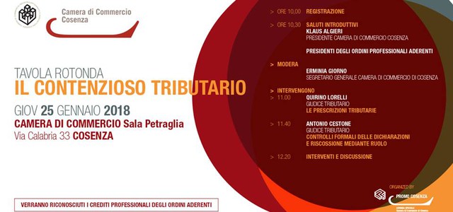 Il contenzioso tributario, tavola rotonda Camera Commercio