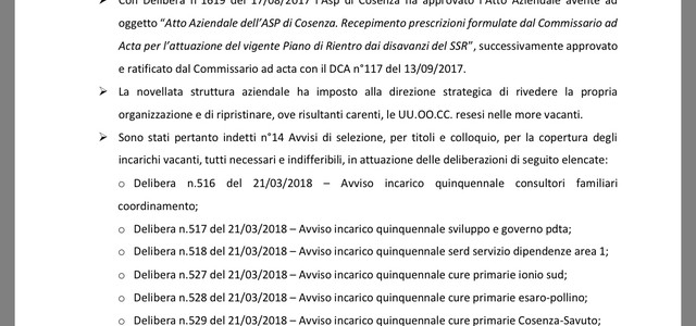 Aieta scrive ad Oliverio: Scura dia spiegazioni su incarichi sospesi Asp Cosenza
