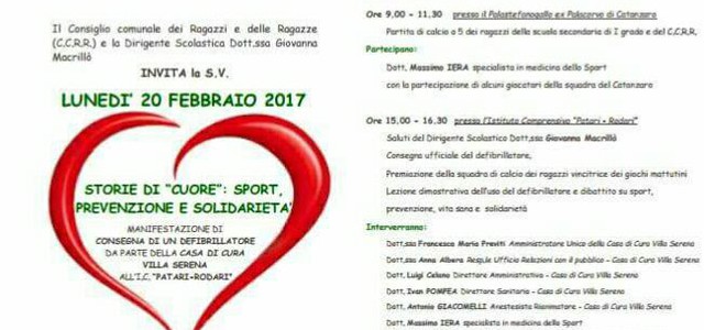 “Storie di cuore: sport, prevenzione e solidarietà” alla scuola Patari-Rodari