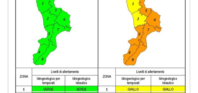 Maltempo - Domani Allerta Gialla in Calabria, diverse scuole del catanzarese chiuse