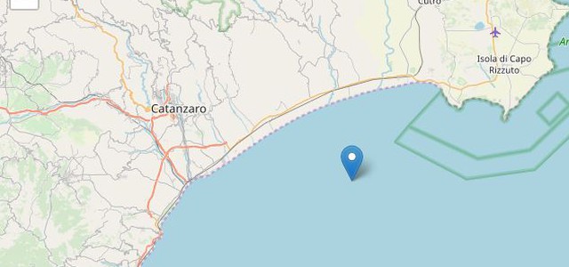 Otto scosse di terremoto sulla costa ionica catanzarese, la più forte di magnitudo 3.4