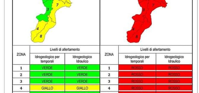 Calabria: allerta rossa prevista domani su tutta la regione