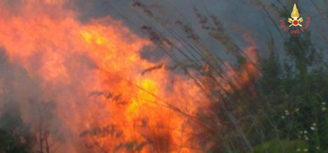 Incendio a Gimigliano, vigili al lavoro per domare le fiamme
