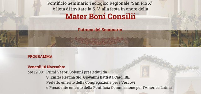Il Pontificio Seminario Teologico Regionale celebra festa della sua Celeste Patrona
