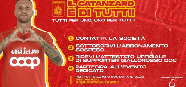 L’ US per il sociale: regala un abbonamento sospeso “Il Catanzaro è di tutti”