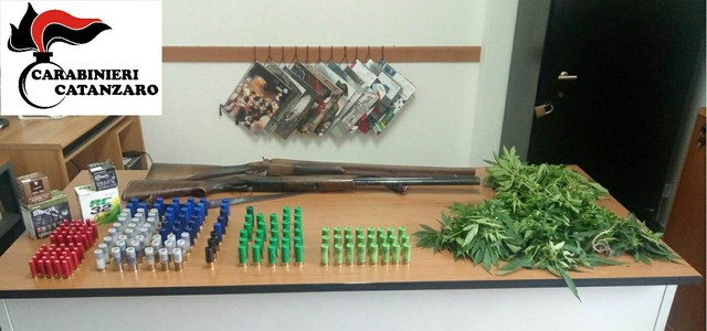 Con armi e munizioni, arrestato 50enne catanzarese. Denunciata anziana con 15 piante di marijuana