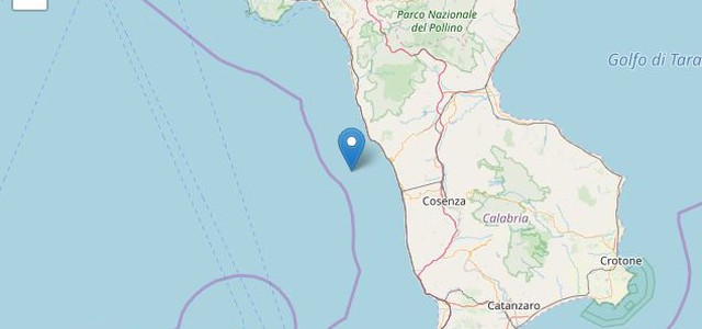 Scossa di terremoto sulla costa tirrenica calabrese