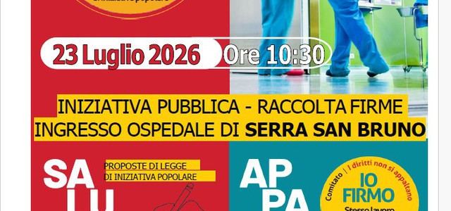 A Serra San Bruno la raccolta firme per due leggi di iniziativa popolare su sanità e appalti