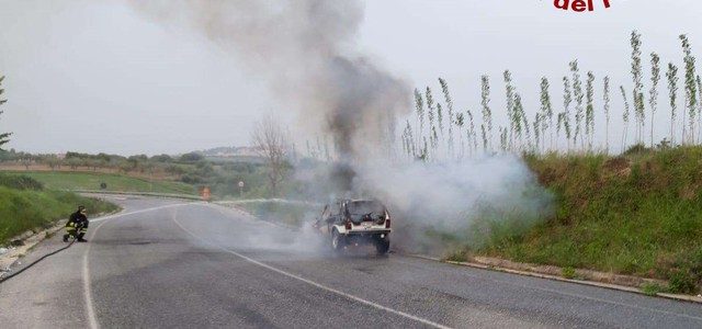 Auto in fiamme nel Vibonese (FOTO)