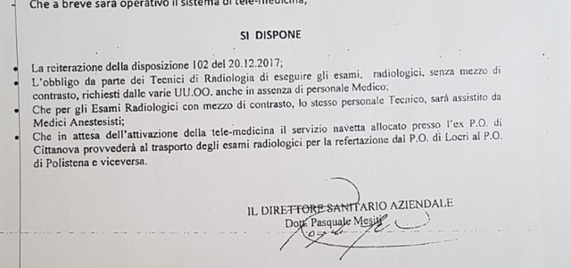 Il Sindaco interviene in merito alla gravissima situazione in cui versa l'Ospedale di Locri
