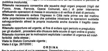 Maltempo, sindaco Alecci chiude scuole a Soverato