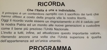 L’AMMINISTRAZIONE COMUNALE NELLA 99^ RICORRENZA DEL 4 NOVEMBRE FARA’ MEMORIA E RILANCERA’ RUOLO E SI