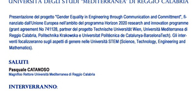 “Prospettive di genere nelle università scientifiche” alla Mediterranea