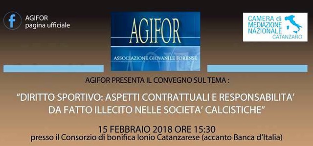 Convegno sul diritto sportivo promosso dall’AGIFOR