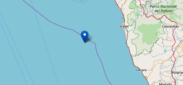 Terremoti, scossa di magnitudo 4 in mare a largo del cosentino