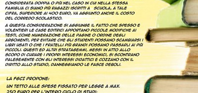 Al via la campagna della FGCI Calabria contro il caro libri
